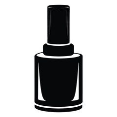 nail polish bottle black and white silhouette on white background