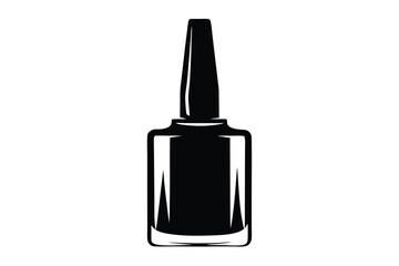 nail polish bottle black and white silhouette on white background
