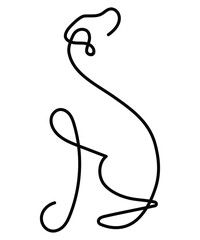 Elegant One Line Dog Minimalist Continuous Line Art Drawing.
