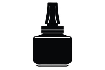 nail polish bottle black and white silhouette on white background