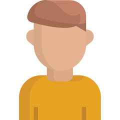 A Stylized Flat Design Icon of a Person with Short Brown Hair and a Yellow T-Shirt Against a Transparent Background