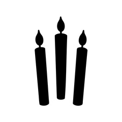 Obraz premium Simple black silhouette of three burning candles on white background image