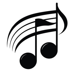 music notes icon black and white silhouette on white background