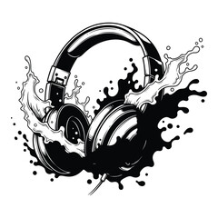 Headphones with splashing liquid