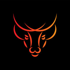 Bull abstract logo modern style. Bull head line art logo design. Vector illustration. 
