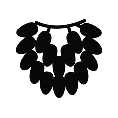 Stylized Black Silhouette of a Cluster of Berries Hanging from a Vine