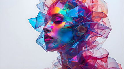 woman with colorful makeup