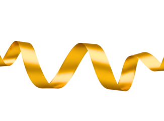 Golden ribbon curling and twisting isolated on transparent background