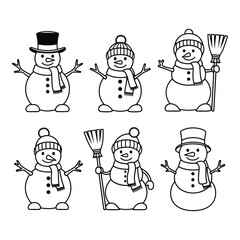Snowman collection with hats and scarves
