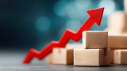 Business graph showing growth with 3D arrow, market diagram, finance chart, stock illustration, and sales increase data