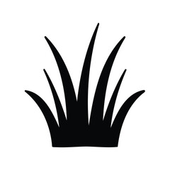 Silhouette of lush green grass against a clean white background in isolation