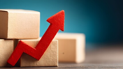 Red arrow 3d icon symbol showing success and growth direction on a white background stock image