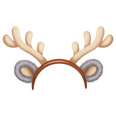 Reindeer Antler Headband with Fluffy Ears – Christmas Costume Accessory Illustration
