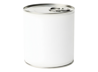 Blank white tin can with pull tab isolated on transparent background