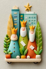 Celebraci&oacute;n del D&iacute;a de Reyes en Espa&ntilde;a con los Tres Reyes Magos en un ambiente festivo