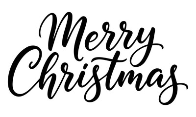 Merry Christmas lettering design. Seasonal greeting card template. A calligraphic hand written inscription