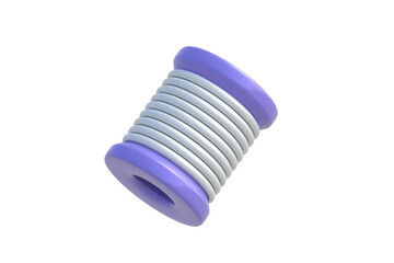Purple spool with thread for sewing isolated on white background. Roll with yarn. Tailor accessories. Tool for stitching. 3d render