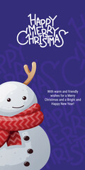 Set Vertical Illustration of winter holiday scene with a snowman, and vibrant winter colors symbolizing the cold seasons festive charm.