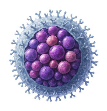 Mast cell featuring metachromatic granules and surface receptors.