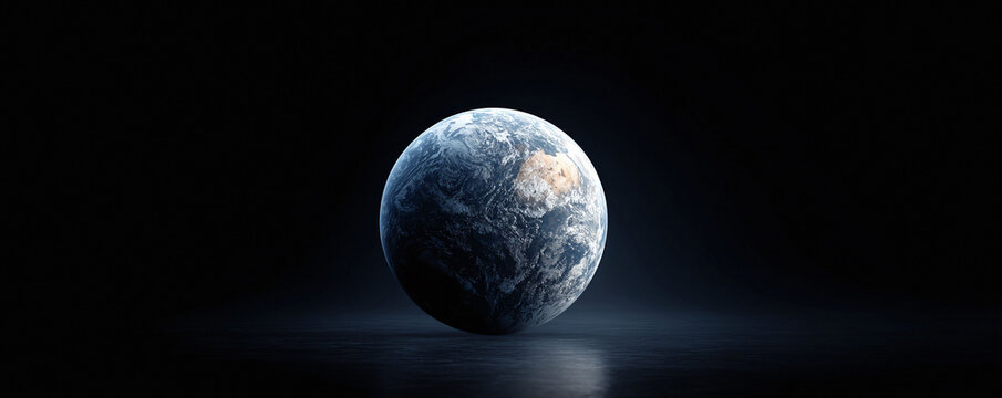 Dramatic Earth globe against black, symbolizing global issues, climate change, or digital world connectivity. Perfect for science, environment, or technology concepts.