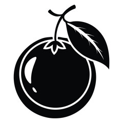 monk fruit black and white silhouette on white background