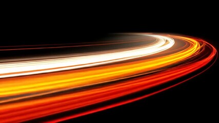 Abstract light trails dynamic lines of orange and red on black background - Powered by Adobe