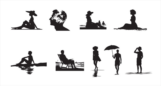 Silhouette Summer Escapes A Black and White Collection of Beach Scenarios - Powered by Adobe