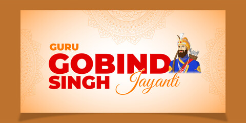 Vector illustration of Guru Gobind Singh Jayanti social media template