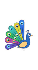 Vibrant Peacock Illustration with Colorful Feathers for Creative Projects