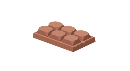 A single bar of sweet milk chocolate with six squares, an isometric icon representing a delicious dessert or candy treat, isolated on a white background