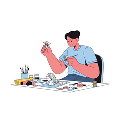 Crafting Creativity A Young Person's Joyful Hobby in Making a Model