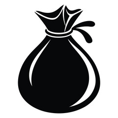 money bag silhouette black and white line art on white background