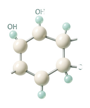 Hexagonal glucose molecule model featuring hydroxyl groups.