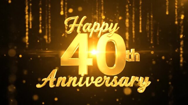 Elegant Golden Happy 40th Anniversary Celebration Background.