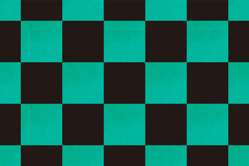 手描き市松模様　縁起の良い和柄パターン 緑