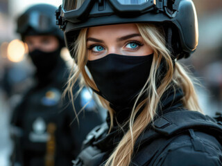 Elite female special forces operatives in advanced tactical gear
