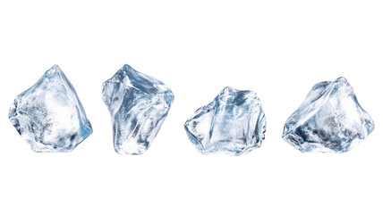 Obraz premium Four clear ice shards isolated on transparent background