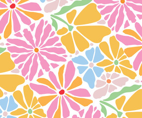 Modern Retro Floral Illustration with Nature Texture and Leafy Elements in Vibrant Vector Style