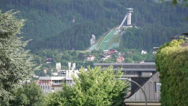 View of Bergisel Ski Jump during summer, Innsbruck, Tyrol, Austria, Europe