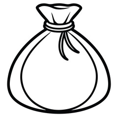 money bag silhouette black and white line art on white background