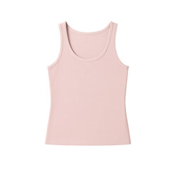 Blank light pink women's ribbed tank top on transparent background for apparel mockups