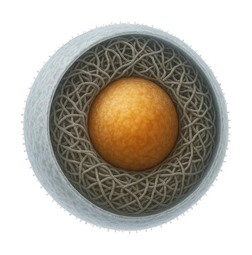 Peroxisome featuring a unique nucleoid area and fibrous structures.
