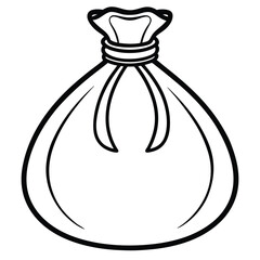 money bag silhouette black and white line art on white background