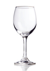 Elegant Clear Wine Glass Isolated on Transparent Background with Reflections in Studio Shot, PNG