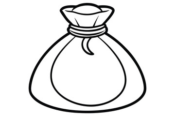 money bag silhouette black and white line art on white background