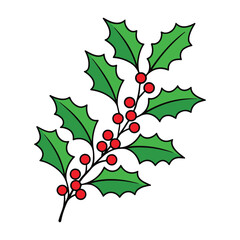 Winter Holly Sprig SVG