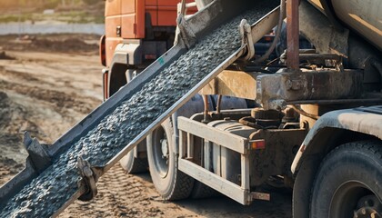 Truck with large metal pipe attachment vehicle carrying substantial metal pipe for industrial transport or construction use