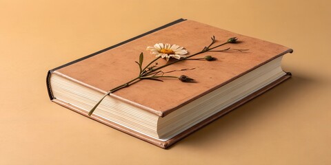 Vintage book with daisy blossom evokes nostalgia and timeless beauty for your project