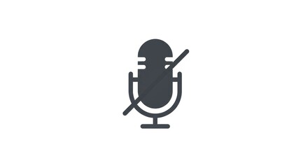 Muted microphone icon on white background indicating no audio.