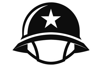 Fototapeta premium military helmet black and white silhouette on white background